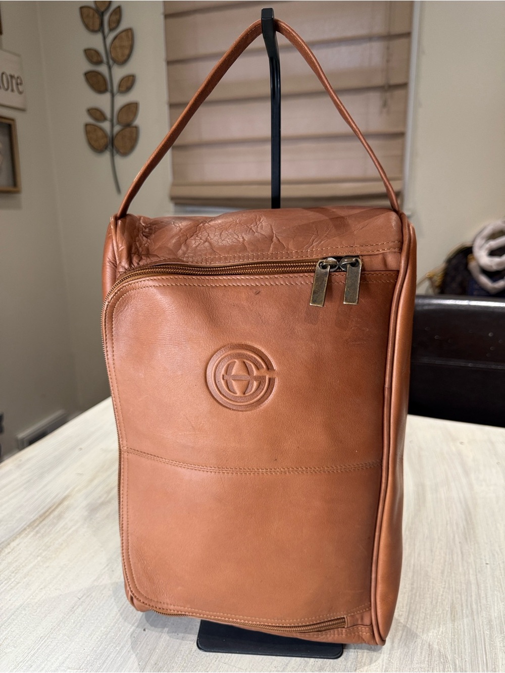 Vintage Source Unknown Brown Leather Men's Toiletry/Travel/Shoe Bag